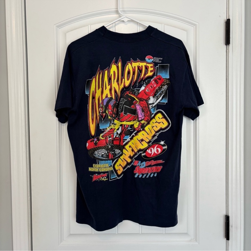 Vintage 1996 Men's Navy Charlotte Supercross
Tee Size Large